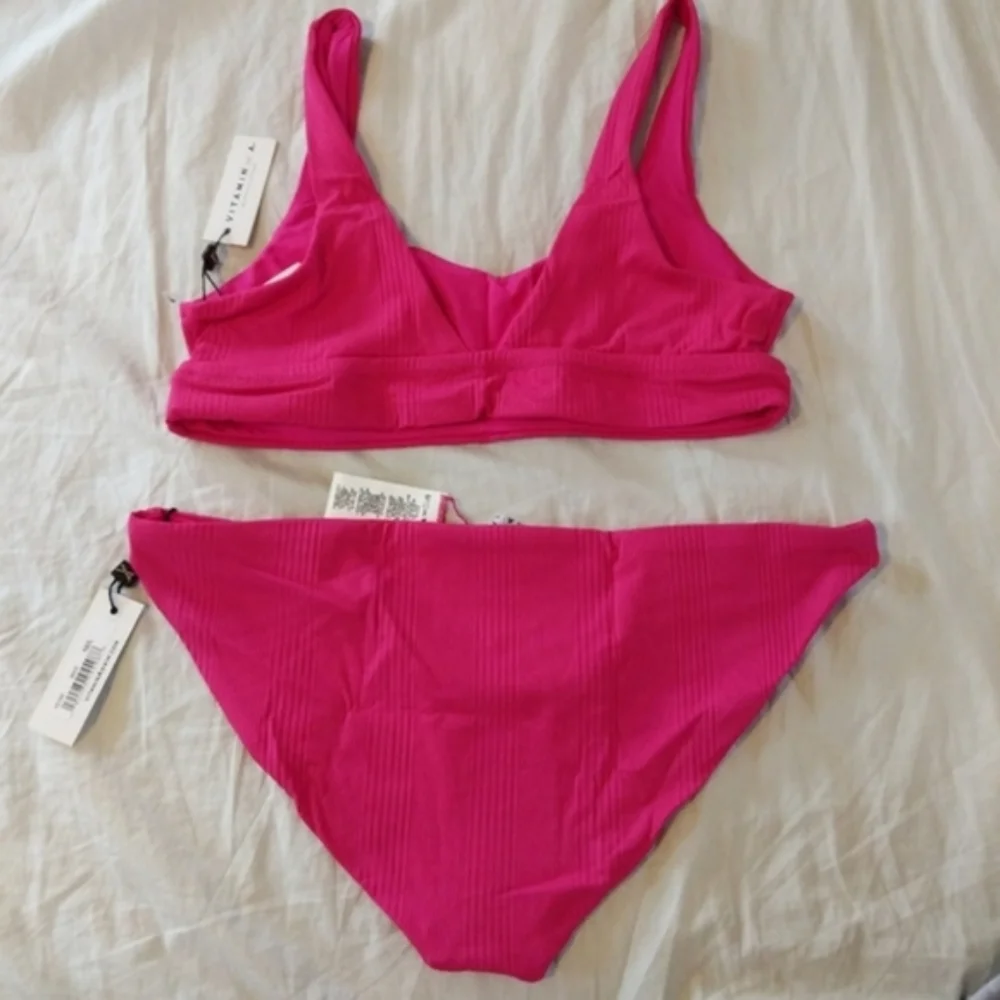 Vitamin A Sienna Top Luciana Bottom Malaia Pink Hot Ribbed - Picture 8 of 10
